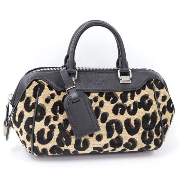 Louis Vuitton Leopard Baby Mini Boston Bag Handbag Jacquard Canvas - Picture 1 of 7